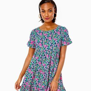 NWT Lilly Pulitzer Jodee Dress-XS-Low Tide Navy Garden
